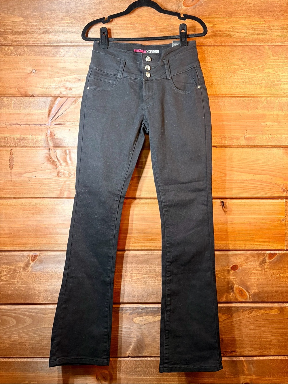 Modaxpress Black High-Rise Bootcut Jeans Triple-Button Waist Size 5/6 27x32 💕🖤